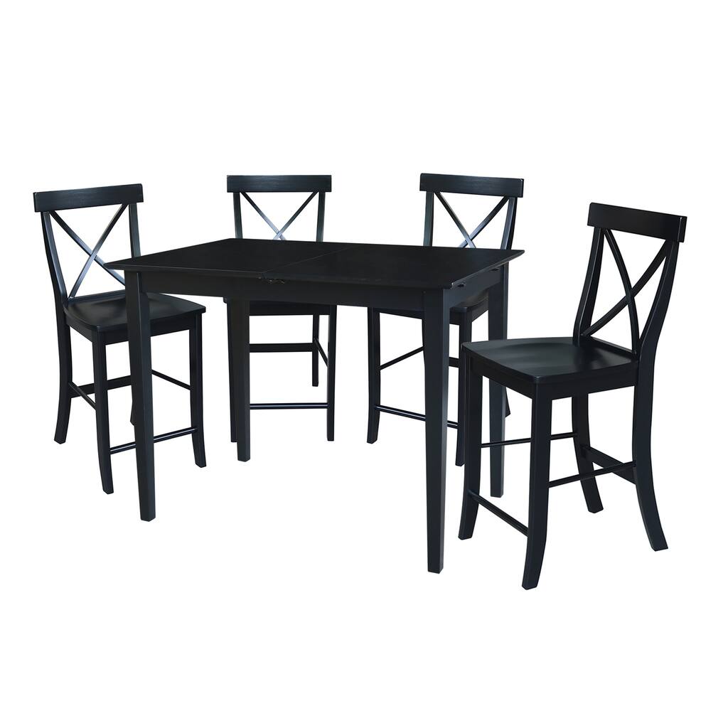 32x48 Counter Height Table with Four Emily Stools, Black