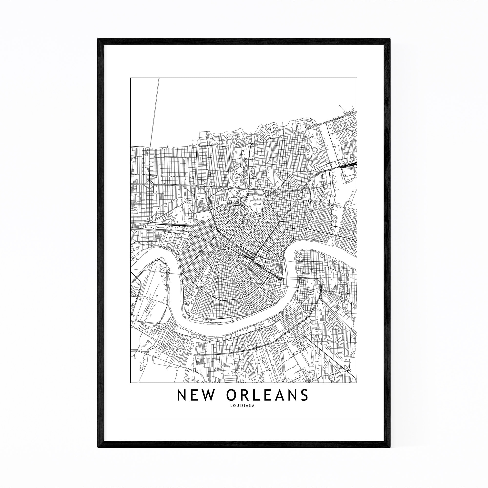 Noir Gallery New Orleans Black White Map Framed Art Print Overstock 27454877