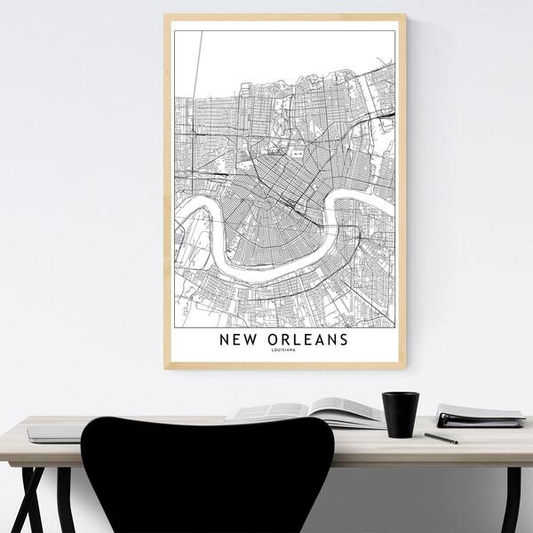 Shop Noir Gallery New Orleans Black White Map Framed Art Print