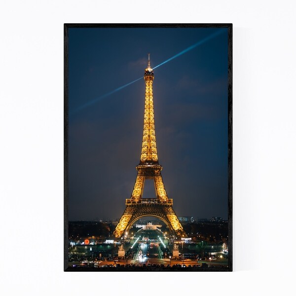 Shop Noir Gallery Eiffel Tower Night Paris France Framed Art Print