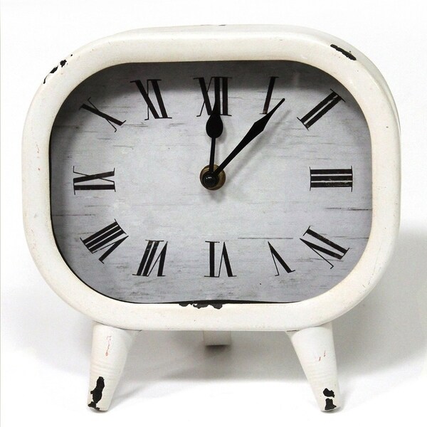 Stratton Home Decor Susie Retro White Metal Table Clock