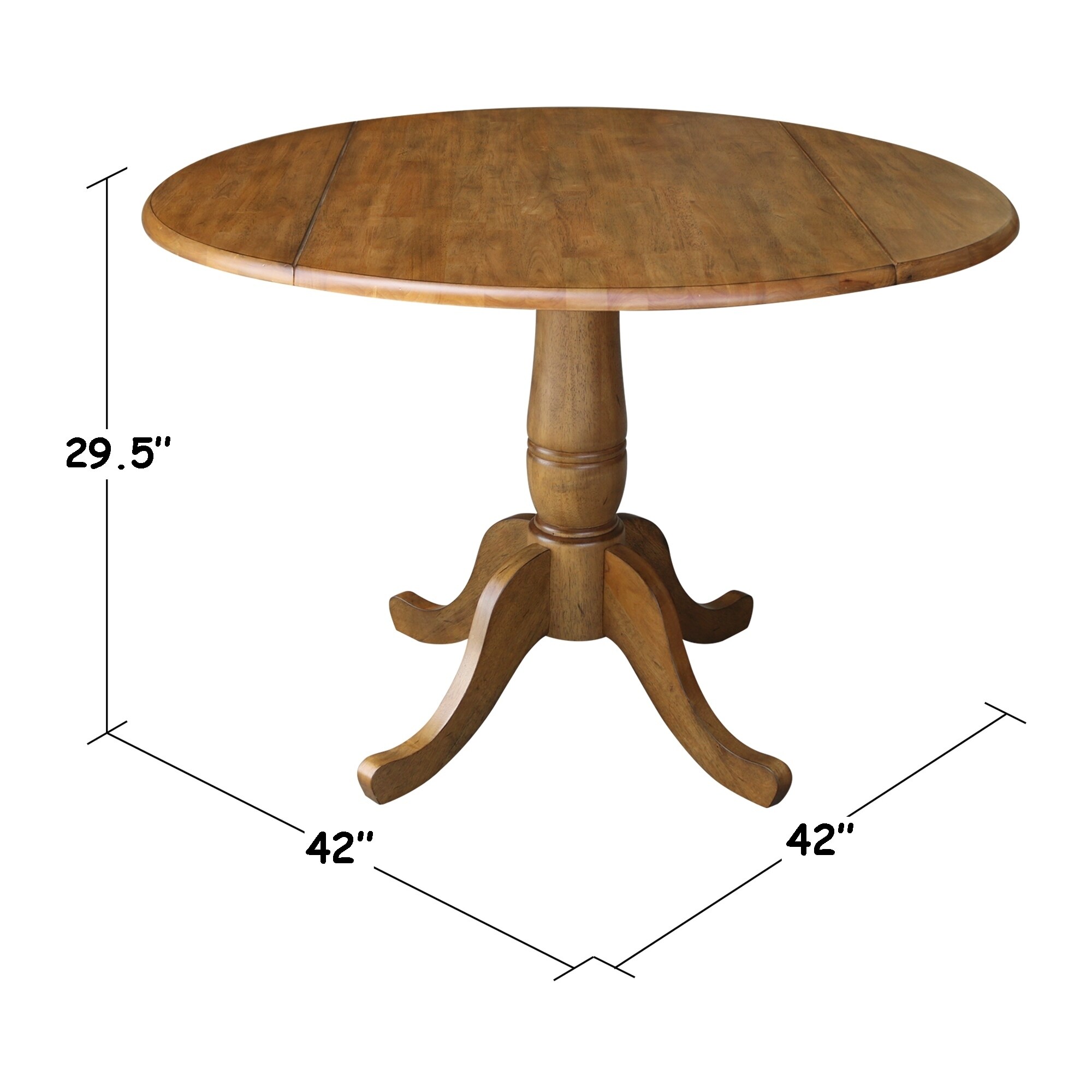 42 Round Top Dual Drop Leaf Pedestal Table Pecan