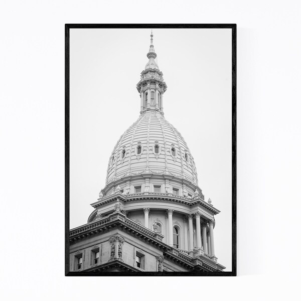 Noir Gallery Black & White Lansing Capitol Framed Art Print