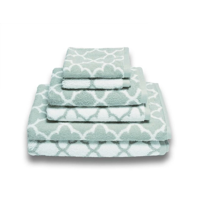 Irongate 6-Piece Cotton Bath Towel Set - Spa Blue/White