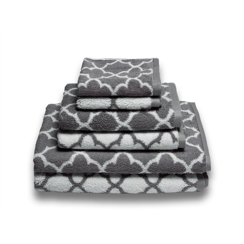 Superior 100-Percent Cotton Chevron 6-Piece Towel Set - White 