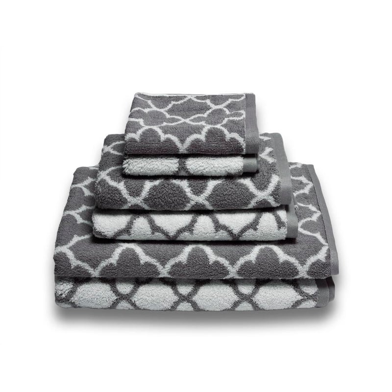 Irongate 6-Piece Cotton Bath Towel Set - Silver/White