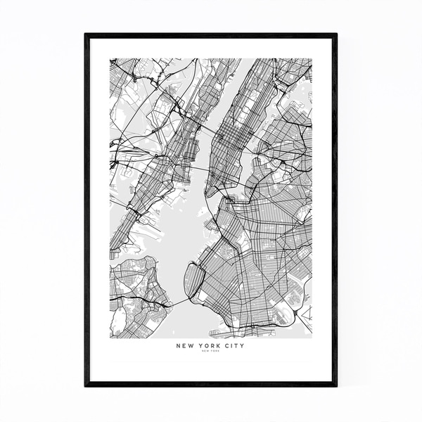 Noir Gallery Scandinavian New York City Map Framed Art Print