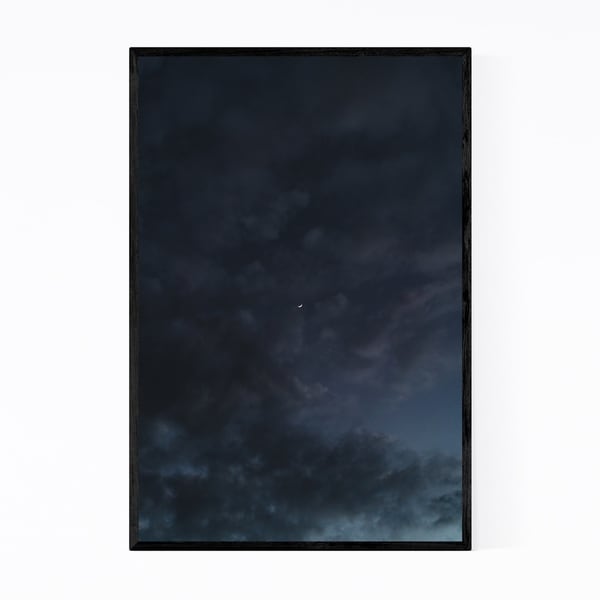 Noir Gallery Crescent Moon Dark Gloomy Clouds Framed Art Print