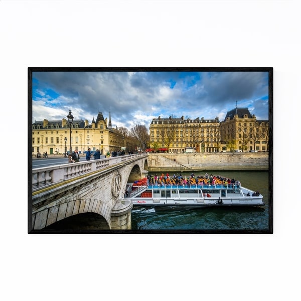 Noir Gallery Paris France Boat in the Seine Framed Art Print