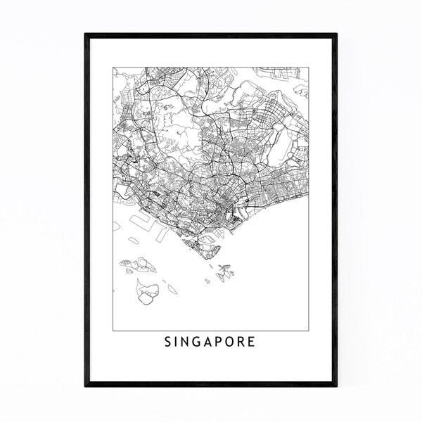 Noir Gallery Singapore Black & White City Map Framed Art Print