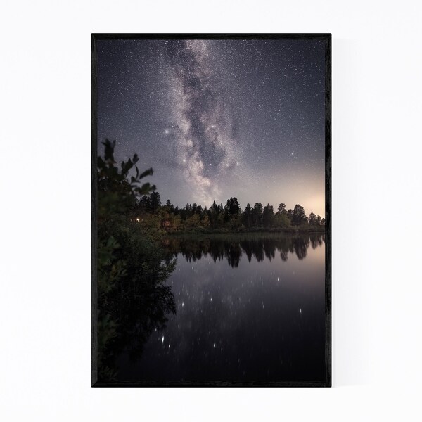Noir Gallery Milky Way Night Lapland Finland Framed Art Print