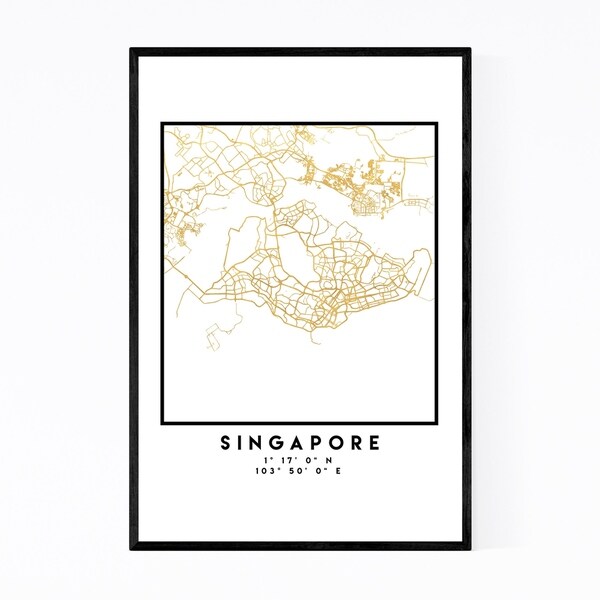 Noir Gallery Minimal Singapore City Map Framed Art Print