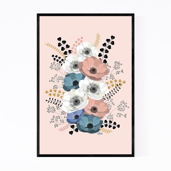 Noir Gallery Anemone Digital Flower Pattern Framed Art Print