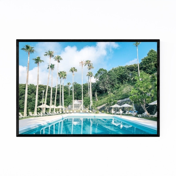 Noir Gallery Japan Beach Palm Trees Pool Framed Art Print
