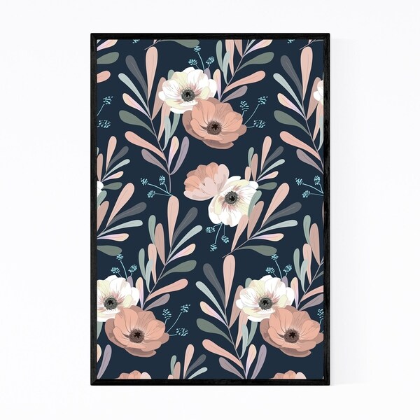 Noir Gallery Anemone Digital Flower Pattern Framed Art Print