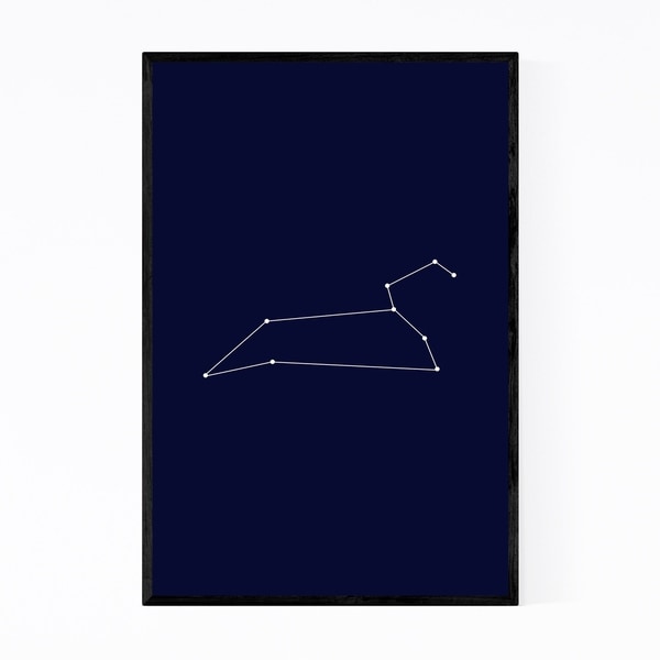 Noir Gallery Blue Leo Astrology Zodiac Framed Art Print