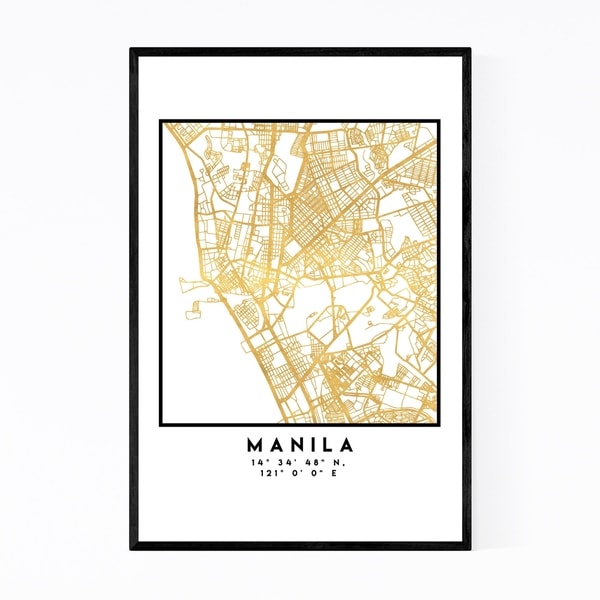 Noir Gallery Minimal Manila City Map Framed Art Print