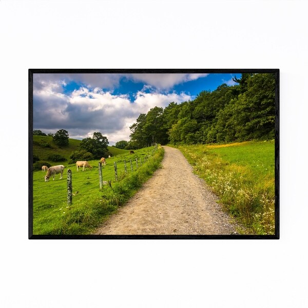 Noir Gallery Rural Farm Cows Mountain Photo Framed Art Print