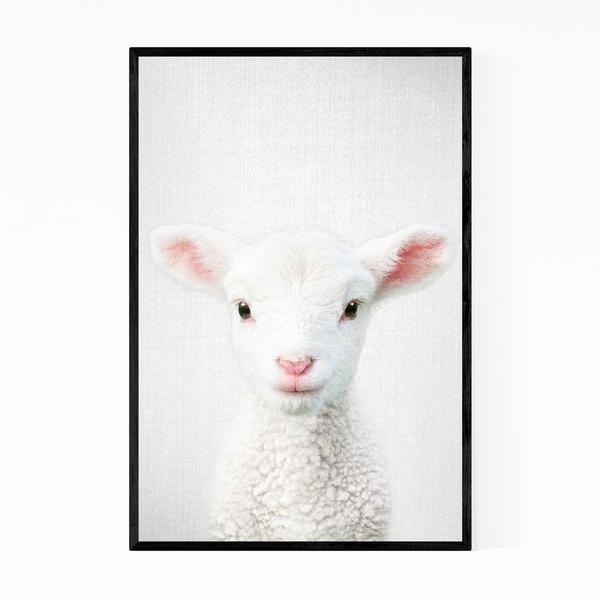 Noir Gallery Cute Lamb Peeking Nursery Animal Framed Art Print