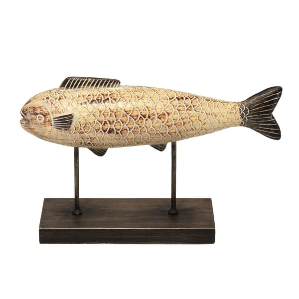 Carbon Loft Wood Fish Table Top Sculpture