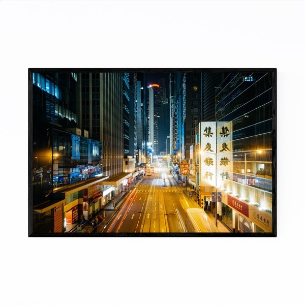 Noir Gallery Hong Kong Night Cityscape Urban Framed Art Print