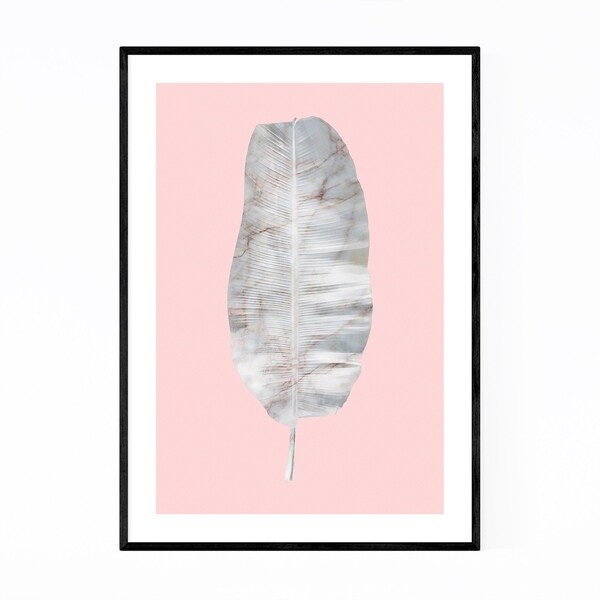 Noir Gallery Minimal White Marble Banana Leaf Framed Art Print