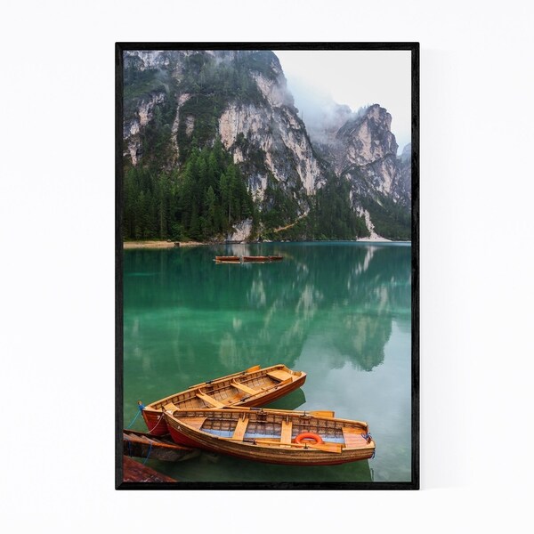 Noir Gallery Dolomites Italy Lake Braies Framed Art Print