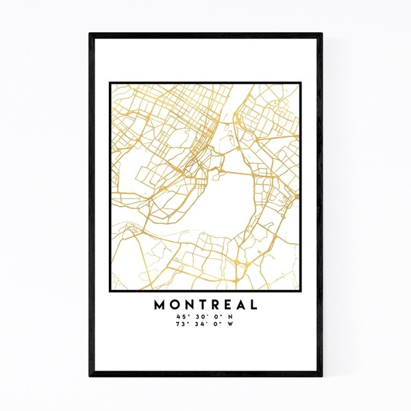 Noir Gallery Minimal Montreal City Map Framed Art Print