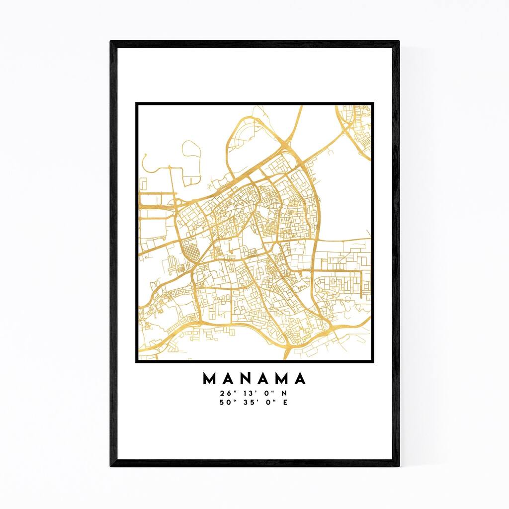 Noir Gallery Minimal Manama City Map Framed Art Print
