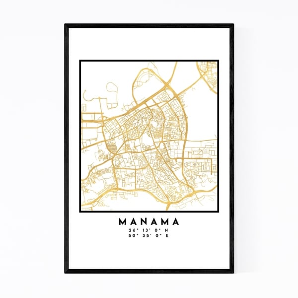 Noir Gallery Minimal Manama City Map Framed Art Print
