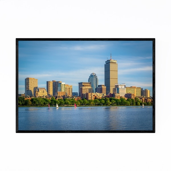 Noir Gallery Boston Skyline Cityscape Photo Framed Art Print