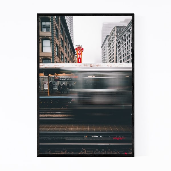 Noir Gallery Chicago Theater L Train City Framed Art Print