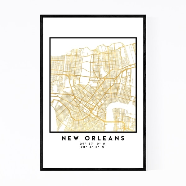 Noir Gallery Minimal New Orleans City Map Framed Art Print