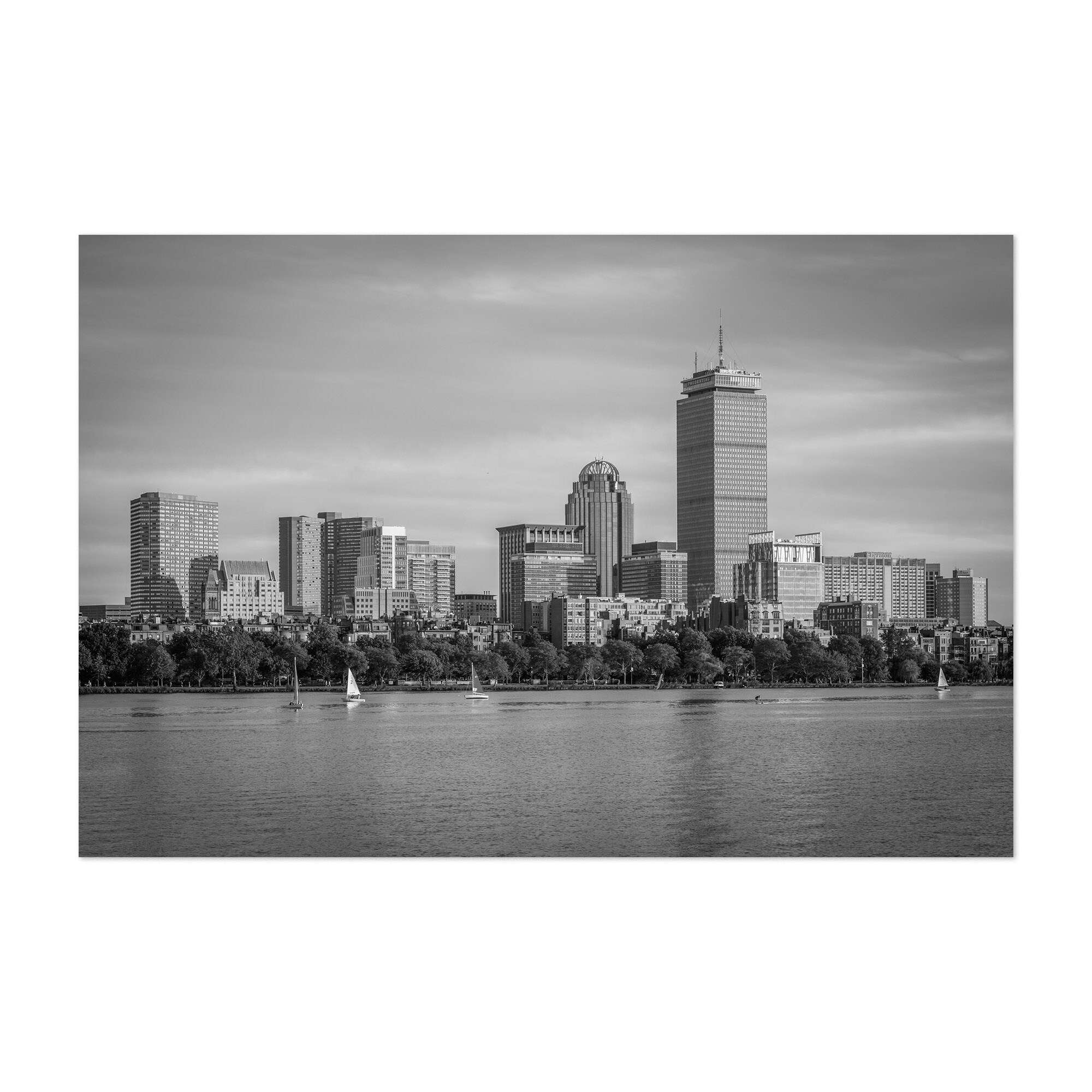 Noir Gallery Black White Boston City Skyline Unframed Art Print Poster Overstock