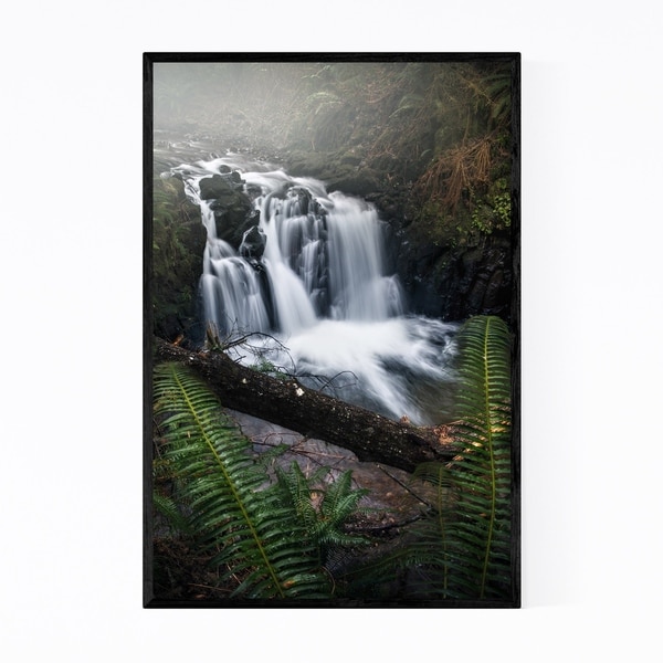 Noir Gallery Ecola Falls Waterfall Oregon Framed Art Print