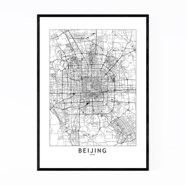 Noir Gallery Beijing Black & White City Map Framed Art Print