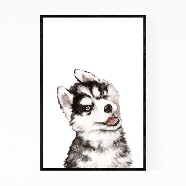 Shop Noir Gallery Cute Husky Dog Peekaboo Animal Framed Art Print