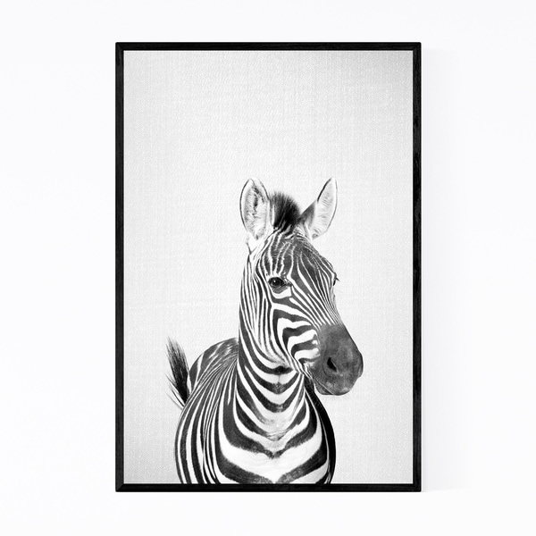 Noir Gallery Zebra Nursery Peeking Animal Framed Art Print