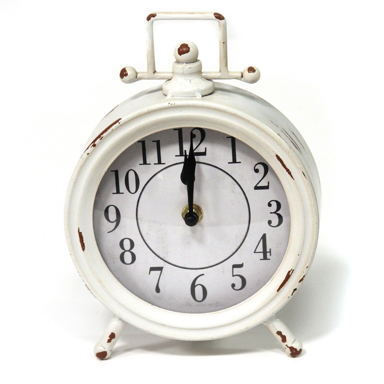 Porch Den Olin Vintage White Metal Table Clock Overstock 27460105
