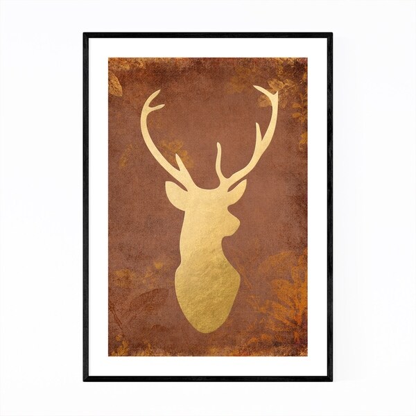 Noir Gallery Rustic Gold Deer Buck Animal Framed Art Print