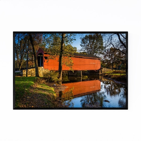 Noir Gallery Red Covered Bridge Maryland Framed Art Print