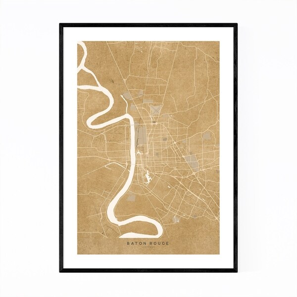 Noir Gallery Baton Rouge Sepia City Map Framed Art Print