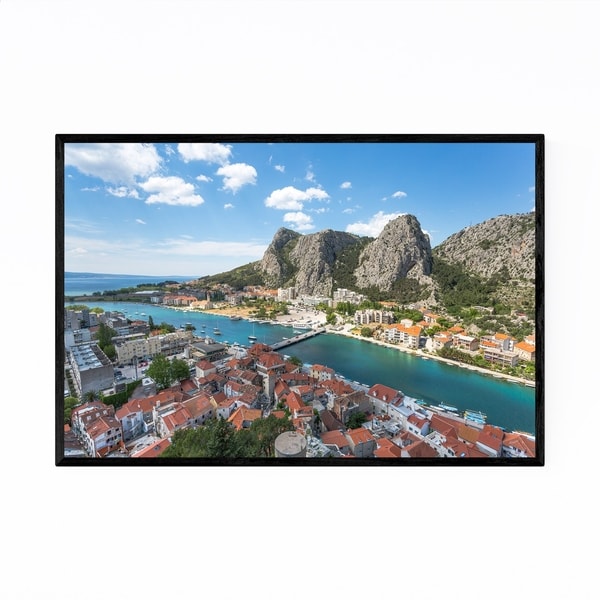 Noir Gallery Omis Croatia Mountains View Framed Art Print