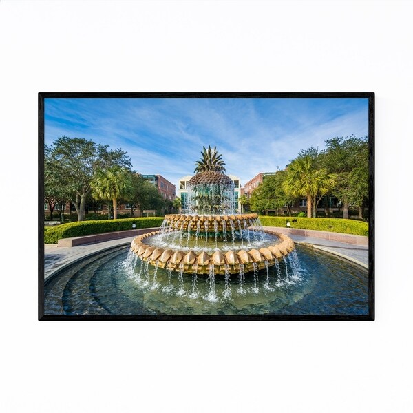 Noir Gallery Charleston Pineapple Fountain Framed Art Print