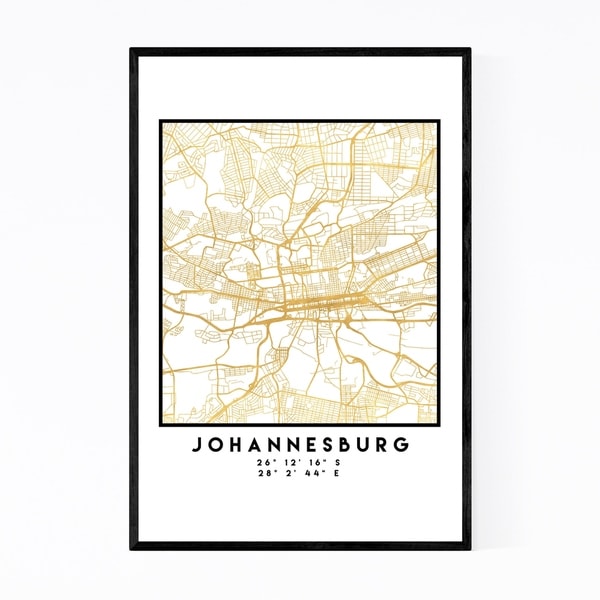 Noir Gallery Minimal Johannesburg City Map Framed Art Print