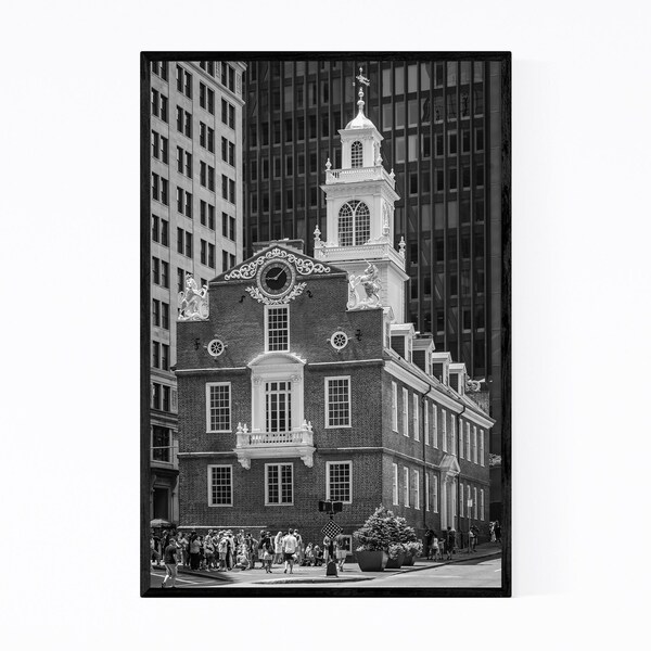 Noir Gallery Black & White Boston State House Framed Art Print