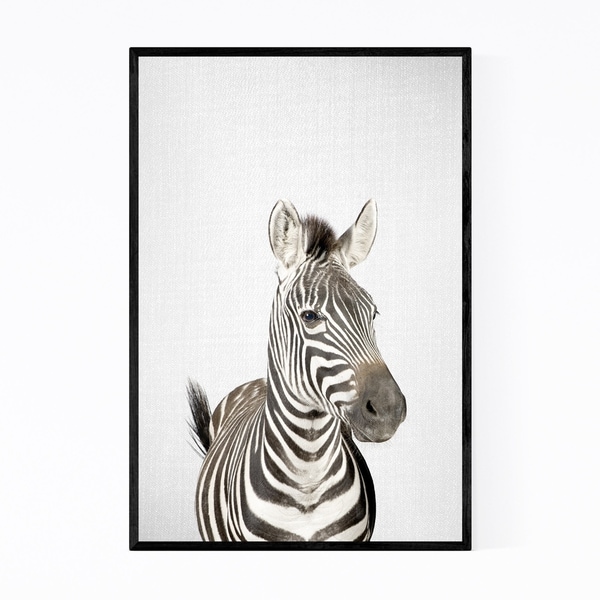 Noir Gallery Zebra Nursery Peeking Animal Framed Art Print