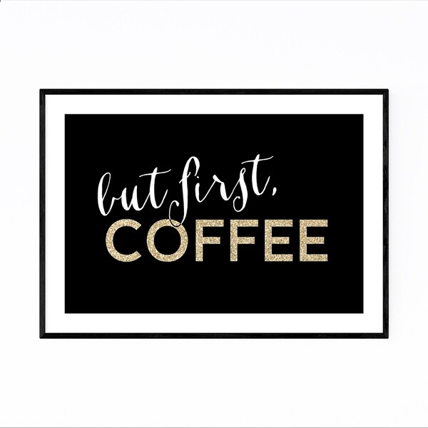Noir Gallery Gold Coffee Kitchen Typography Framed Art Print