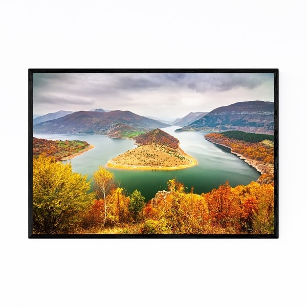 Noir Gallery Bulgaria Autumn Lake Landscape Framed Art Print