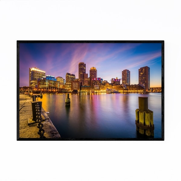 Noir Gallery Boston Skyline Cityscape Photo Framed Art Print